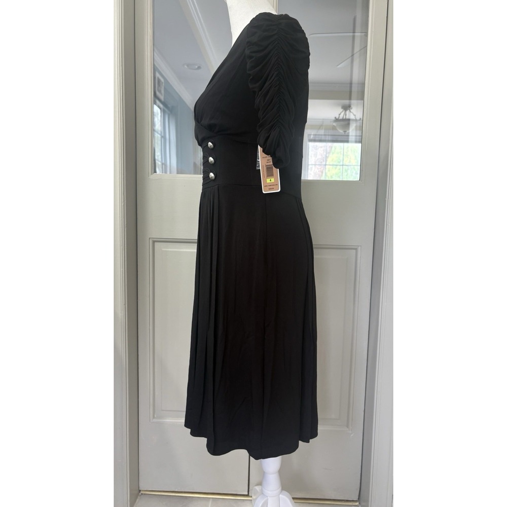 Nue by Shani Rouched Sleeve Shapewear Dress Size 4 Elegant 3/4 Sleeve Party - Picture 5 of 10